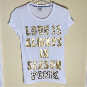 VS PINK T-Shirt White Embeliished Sz M